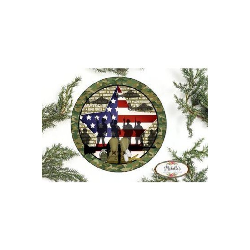 Patriotic Army Armed Forces Round Sign