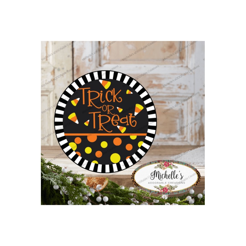 Trick or Treat Candy Corn Stripe Edge Sign