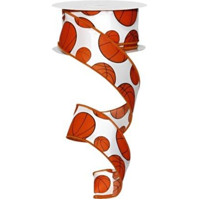 1.5″ Basketball Ribbon: Orange & Black (10 Yards)