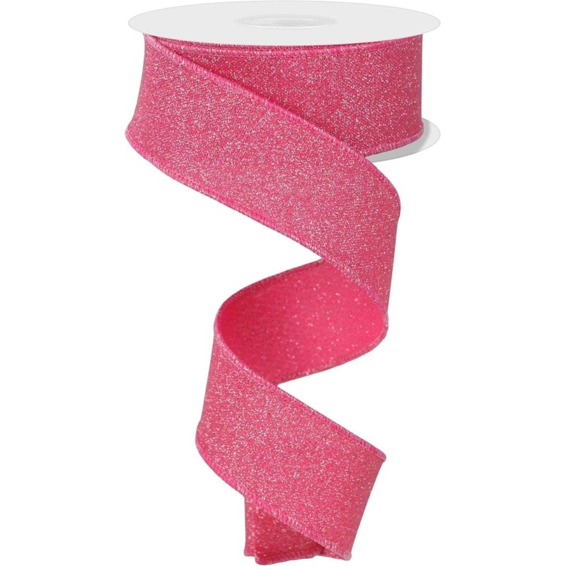 1.5″ Fine Glitter On Faux Royal: Fuchsia (10 Yards)