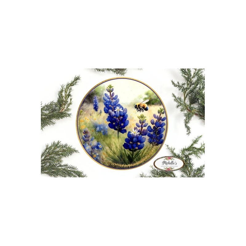 Bluebonnets Bumble Bee Round Sign