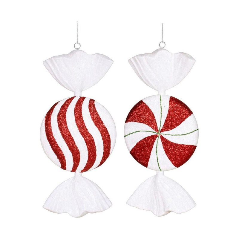 18″ Peppermint Candy Ornaments (2 Assorted)