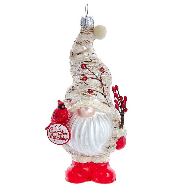6″ Glass Birch Berries Gnome Ornament