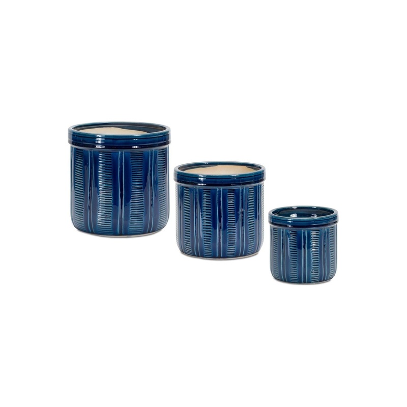 7.25″ Blue Abstract Planter Pots (Set of 3)