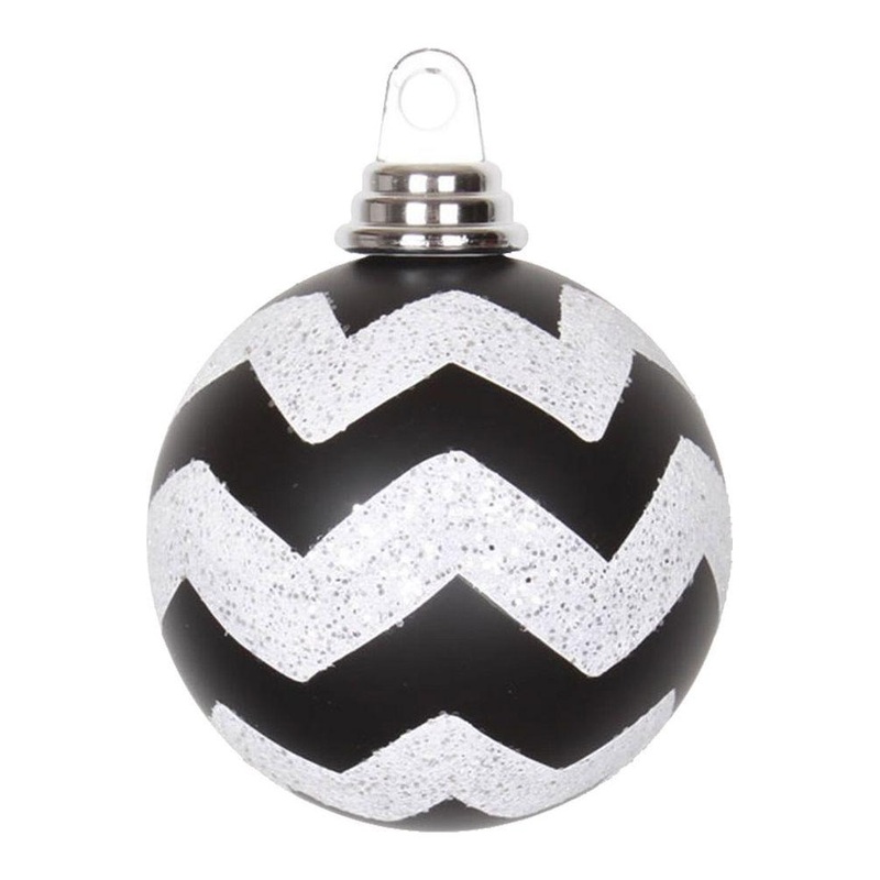 Black-White Chevron Christmas Ornaments (Set of 4)