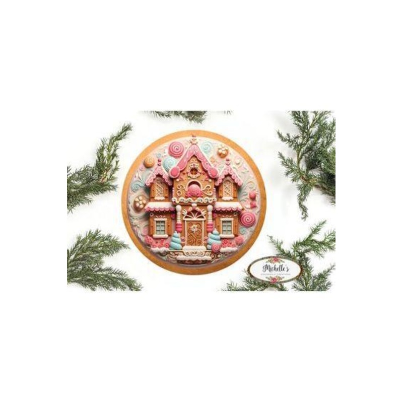 Candy Gingerbread Cookie House Faux 3D Sign – Wreath Enhancement