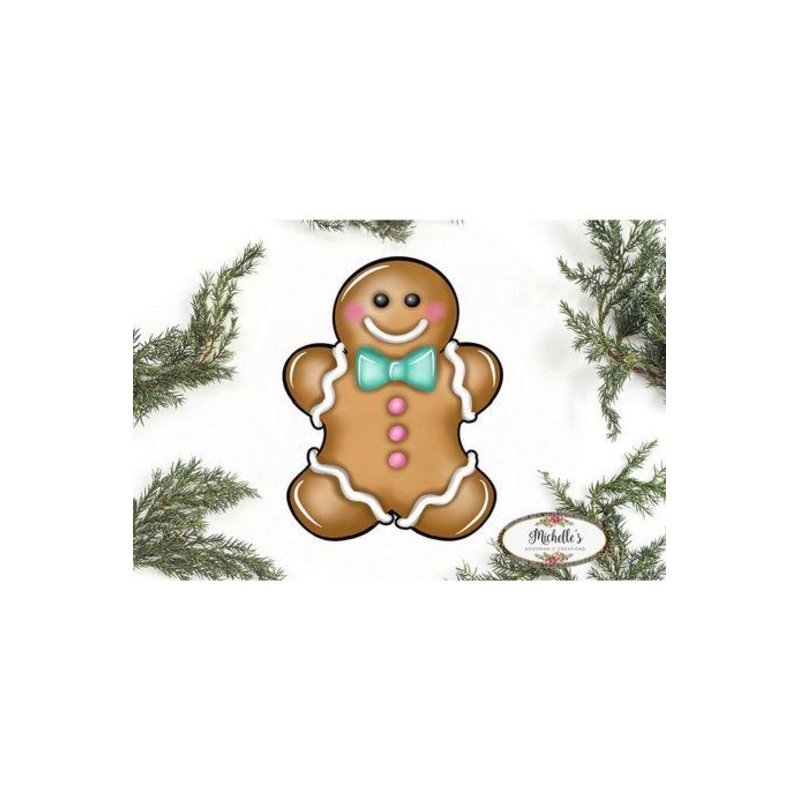 Gingerbread Boy Blue Teal Sign GBB3- Wreath Enhancement