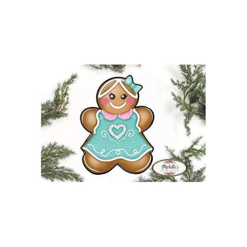 Gingerbread Girl Mint Green Sign GBG3- Wreath Enhancement