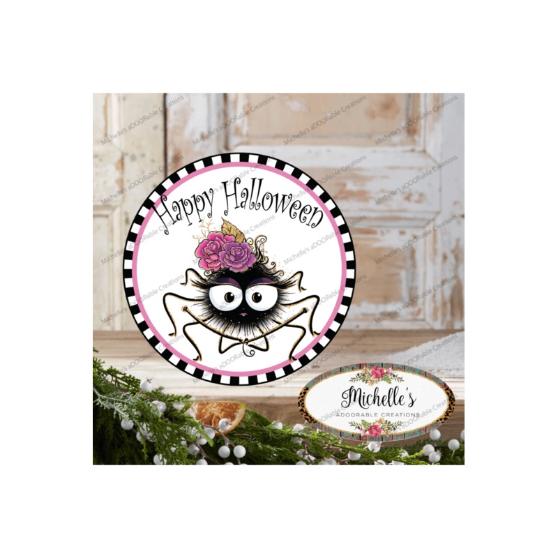 Happy Halloween Cute Spider Sign