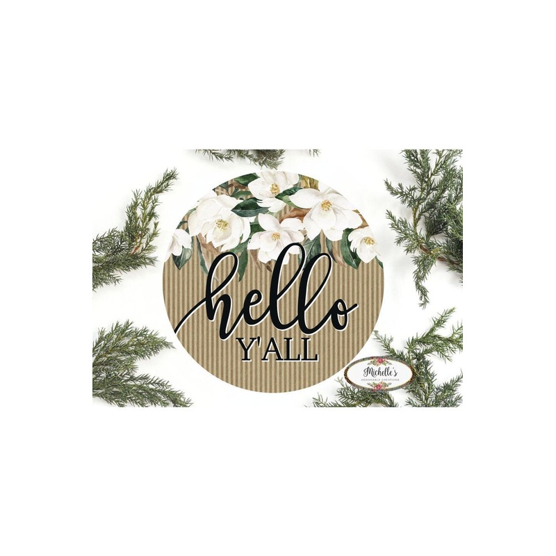 Magnolia Hello Yall Sign – Wreath Enhancement