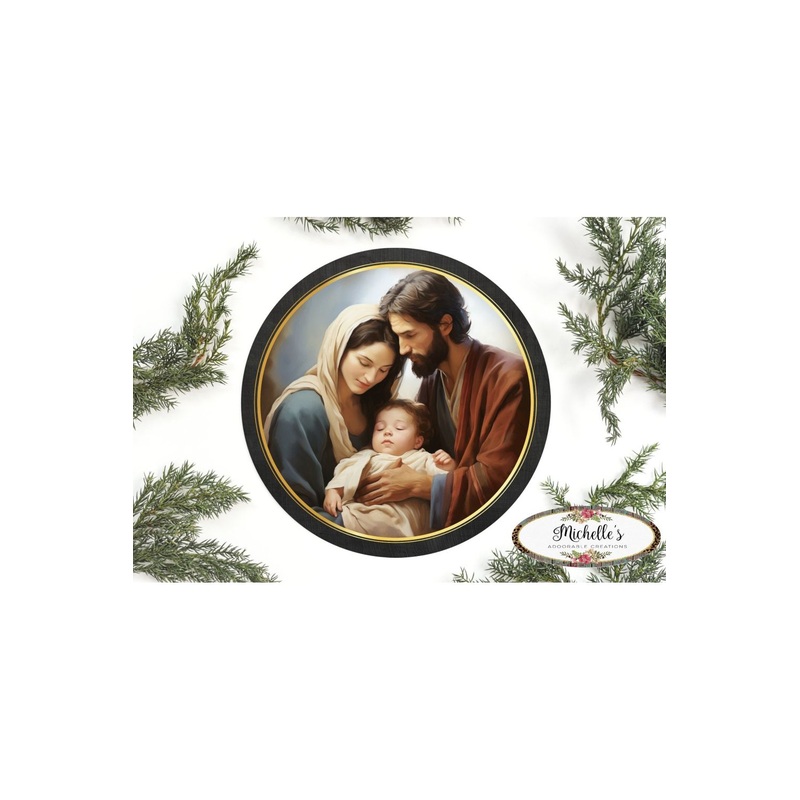 Mary and Joseph Nativity Round Sign – Wreath Enhancement