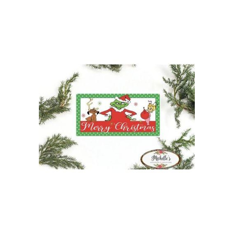 Merry Christmas Green Monster Sign