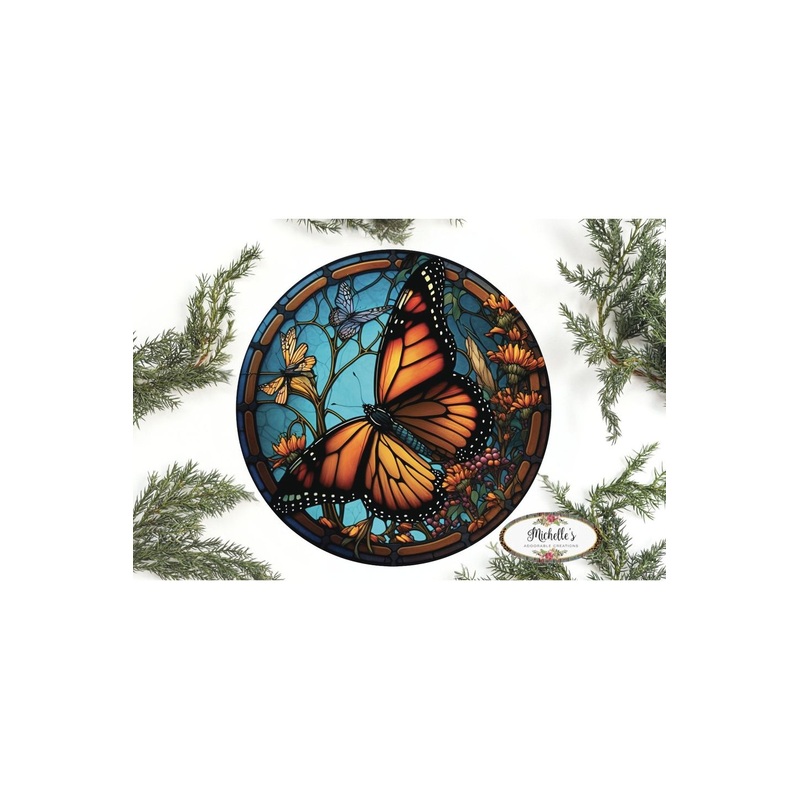 Monarch Faux Stained Glass Butterfly Sign