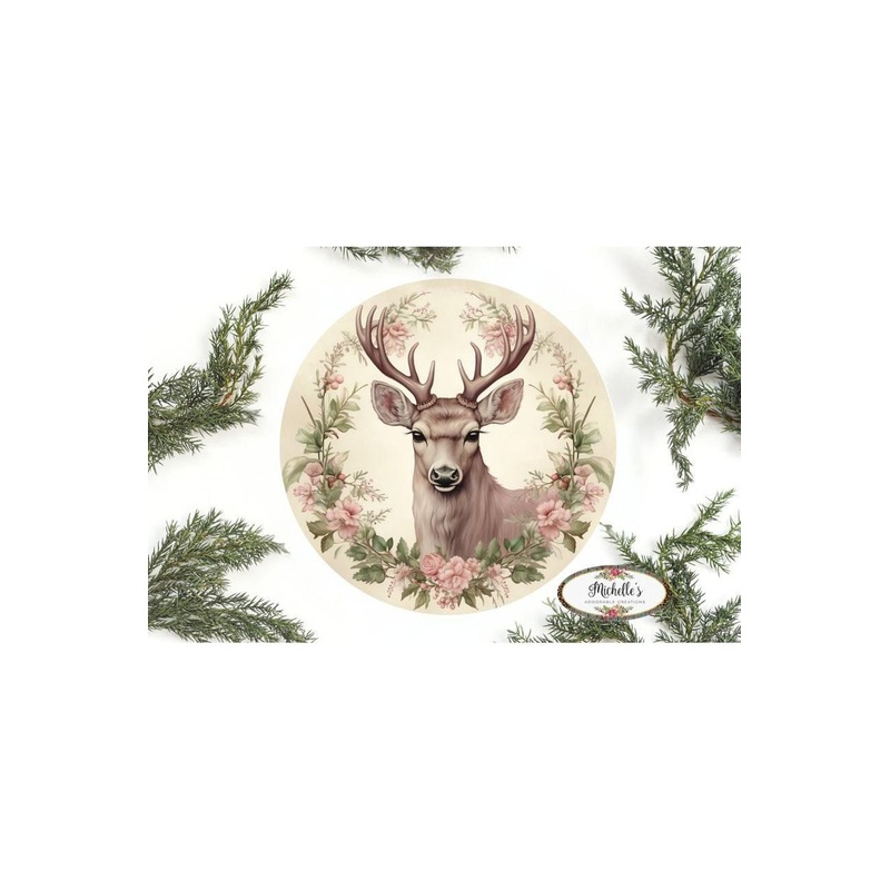 Pastel Winter Victorian Reindeer Sign – Wreath Enhancement