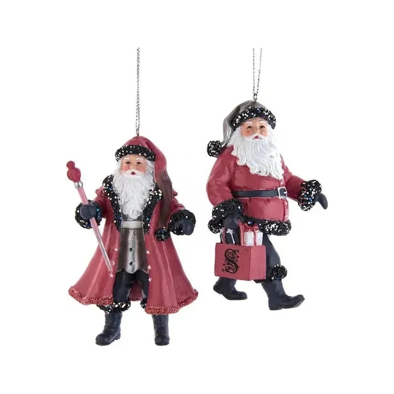 Pink and Pewter Santa Ornaments (Asst 2)