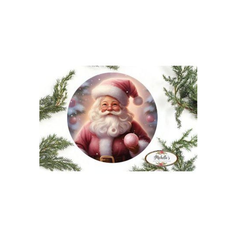 Pink Santa Claus Christmas Tree Sign – Wreath Enhancement
