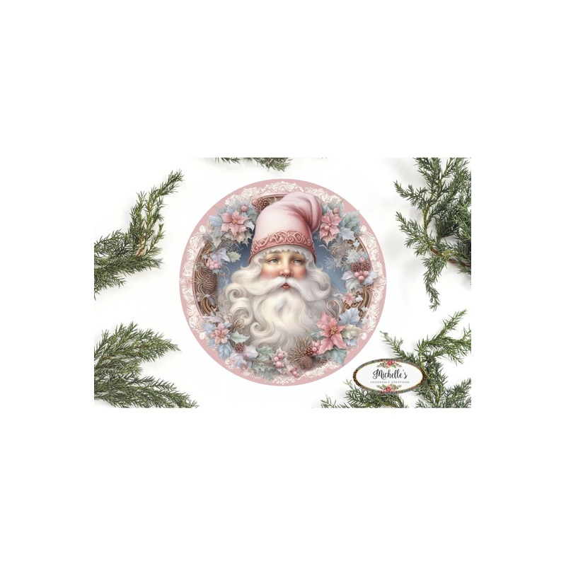 Pink Vintage Santa Claus Sign – Wreath Enhancement