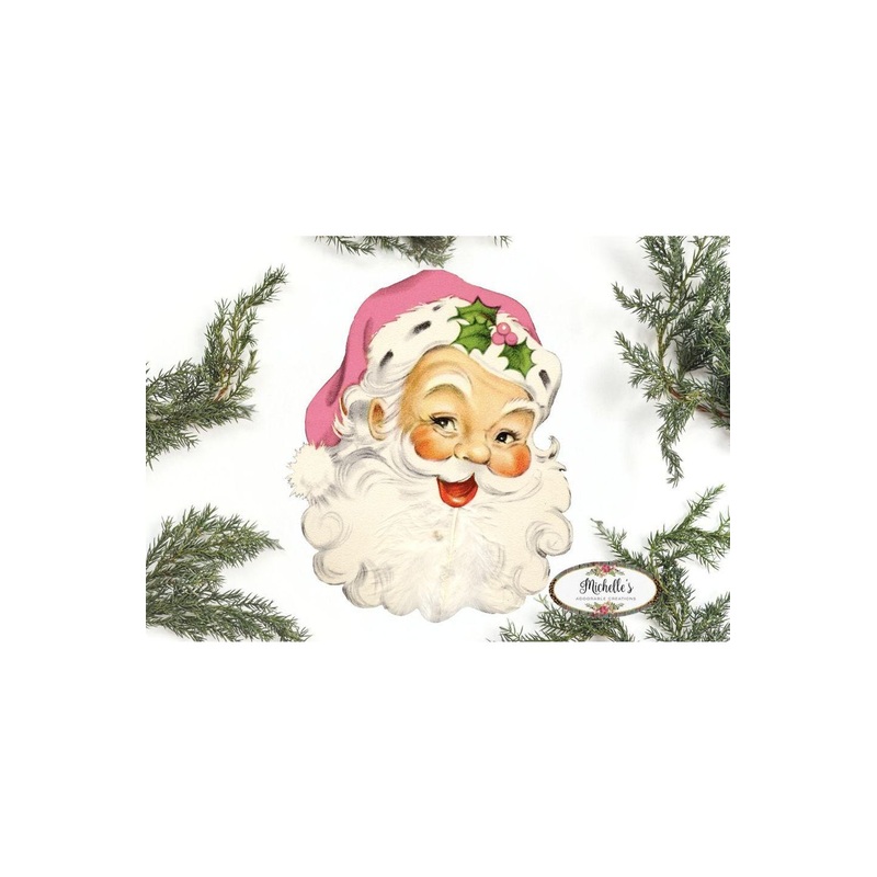 Pink Vintage Santa Face Sign SF1 – Wreath Enhancement