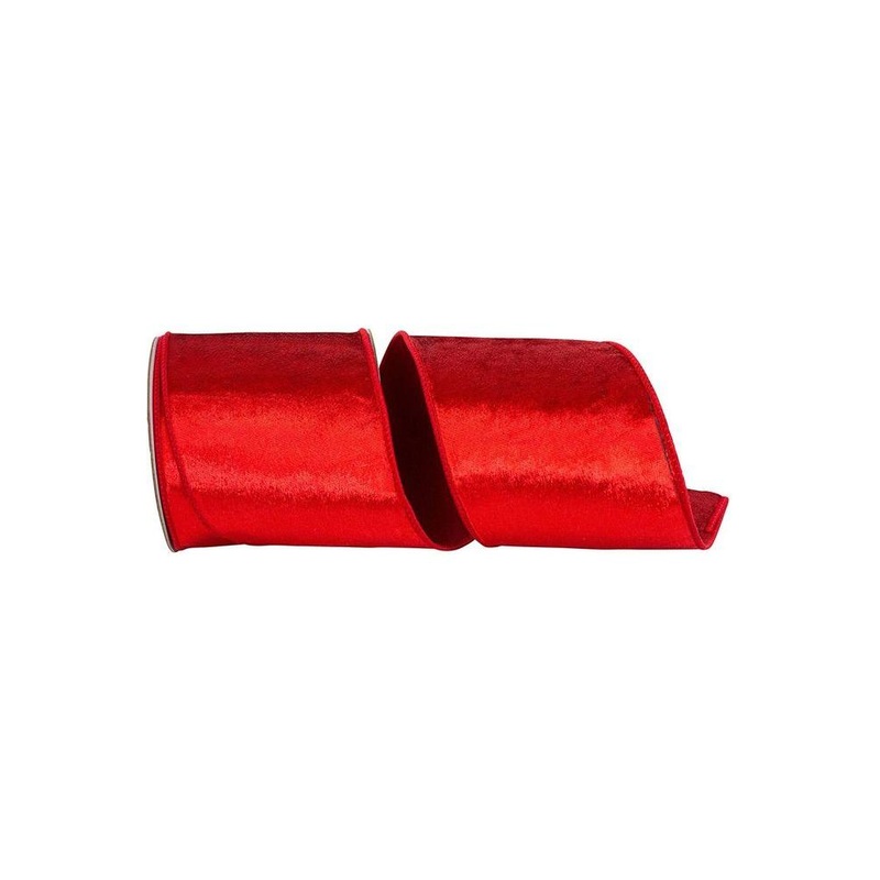 4″ Designer Plush Velvet Elite Ribbon: Red (5 Yards)