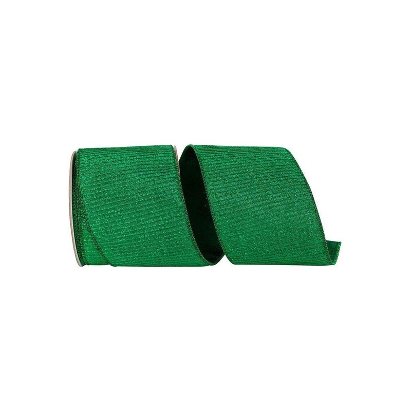 4″ Pleated Metallic Lux Ribbon: Emerald Green (10 Yards)