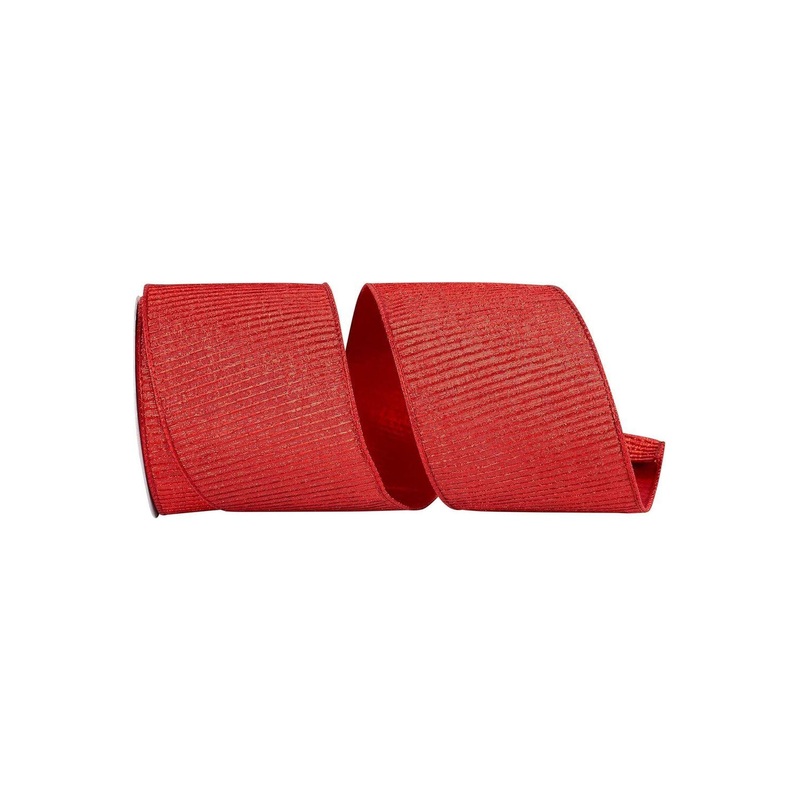 4″ Pleated Metallic Lux Ribbon: Red (10 Yards)