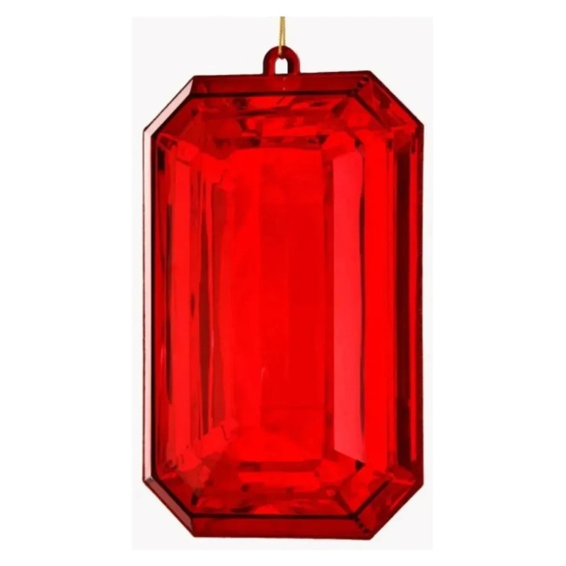 8″ Acrylic Rectangle Jewel Ornament: Red