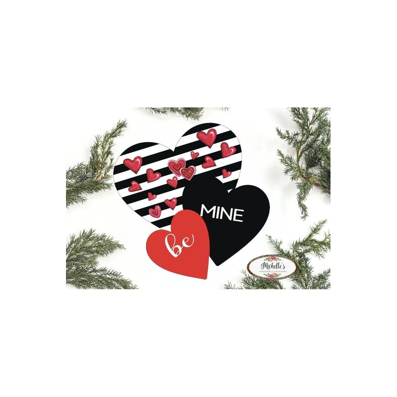 Be Mine Triple Hearts Valentine Sign – Wreath Enhancement