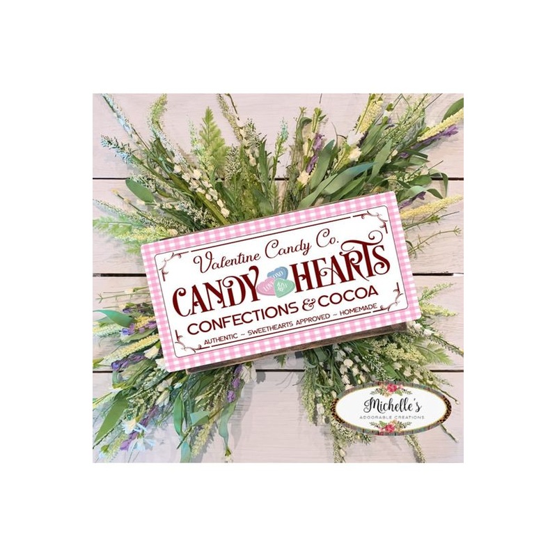 Candy Hearts Valentine Candy Sign – Wreath Enhancement