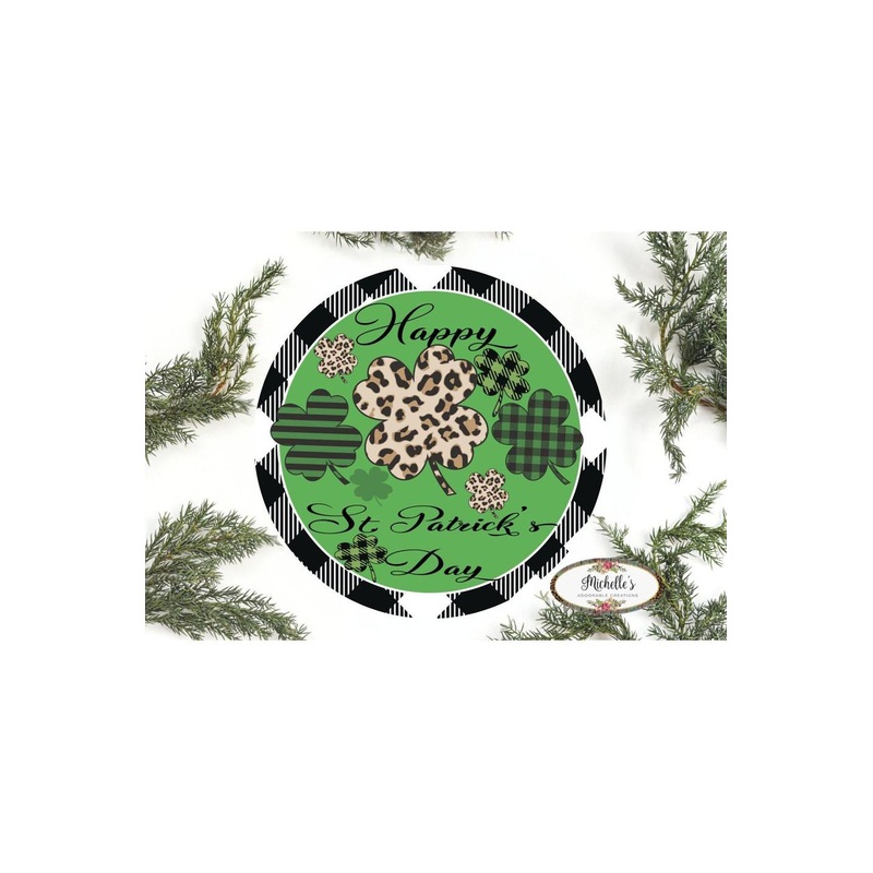 Happy Saint Patricks Day Leopard Sign – Wreath Enhancement