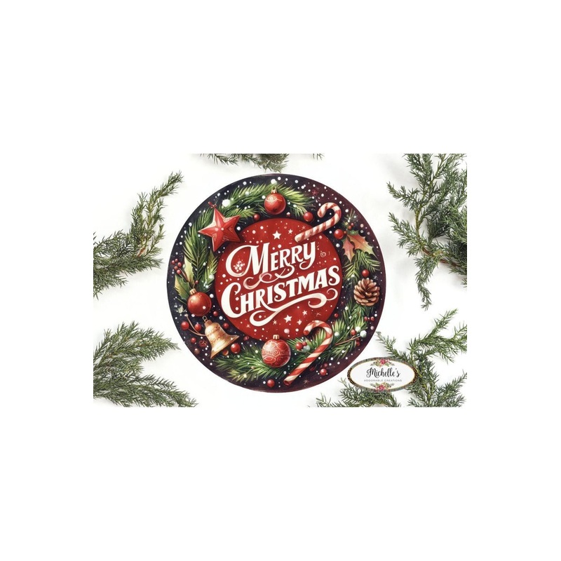 Merry Christmas Candy Cane Sign – Wreath Enhancement