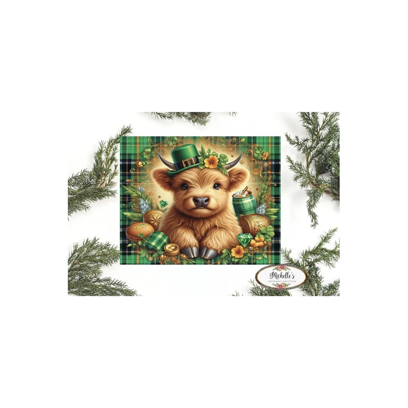 Saint Patrick Highland Cow Sign – Wreath Enhancement