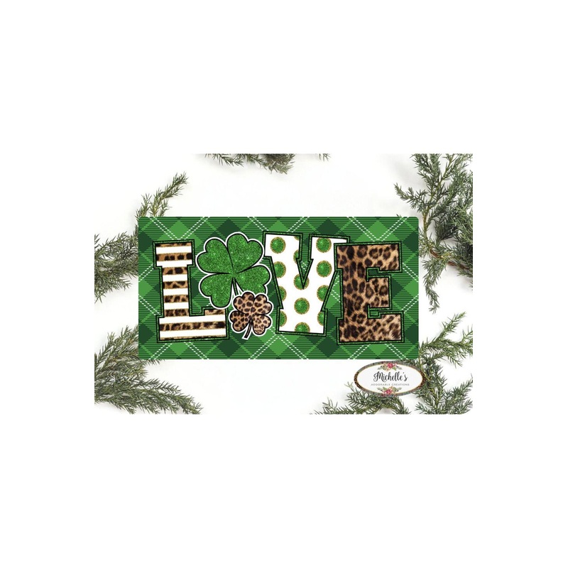 Saint Patrick’s Day Leopard Love Sign – Wreath Enhancement