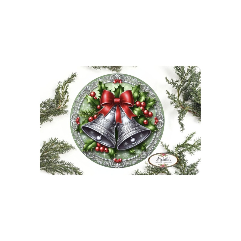 Silver Bells Round Sign – Wreath Enhancement