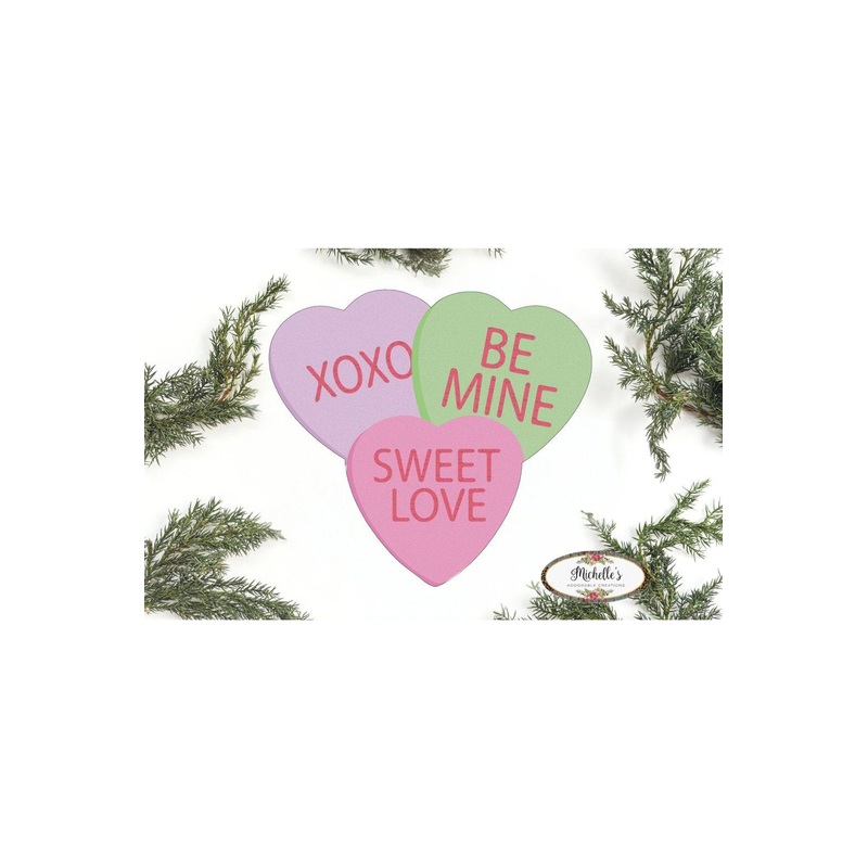 Triple Conversation Hearts Valentine Candy Sign – Wreath Enhancement