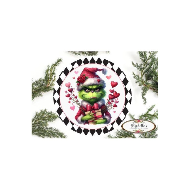 Valentine Green Monster Hearts Sign – Wreath Enhancement