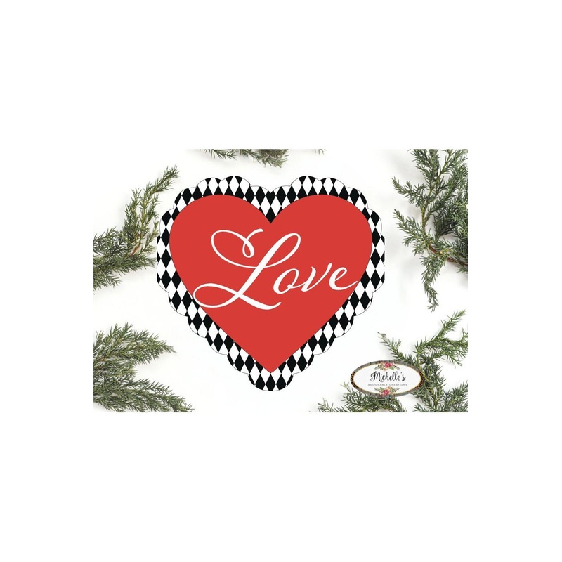 Valentine Love Harlequin Heart Sign