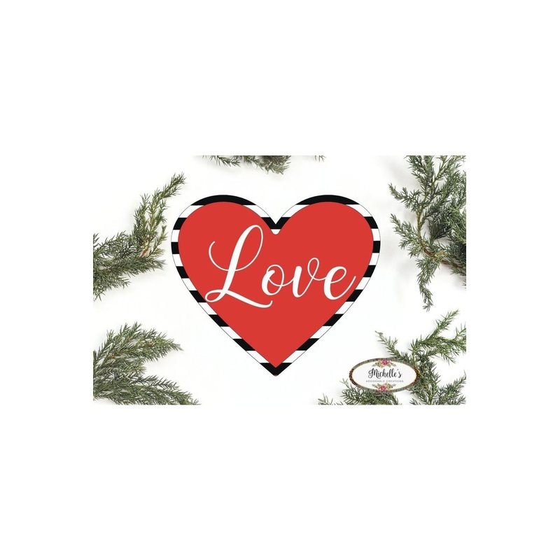Valentine Love Striped Heart Sign