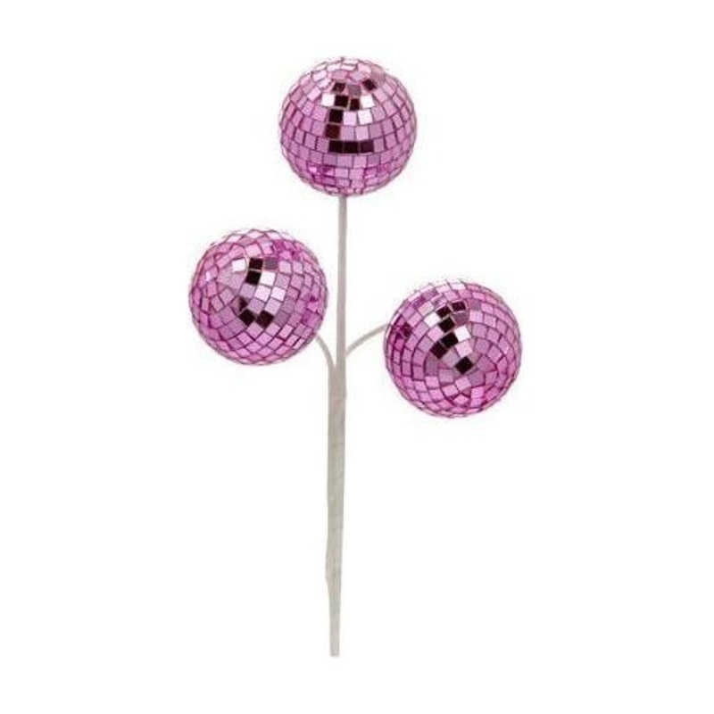 10″ Pink Disco Ball Holiday Spray