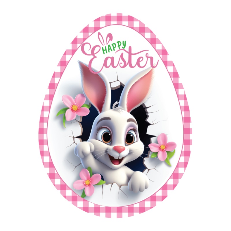 12in Waterproof Sign: Happy Easter Bunny Egg