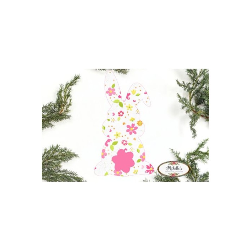13in Waterproof Sign: Floppy Ear Floral Bunny