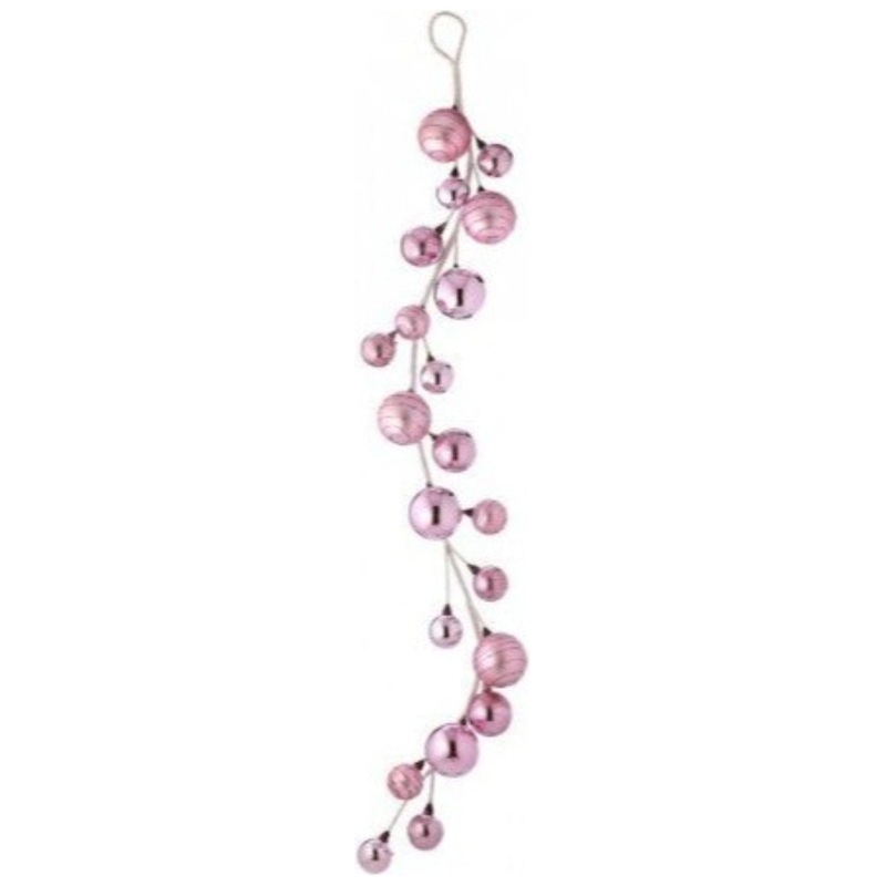 36″ Glitter Ball Metallic Garland: Blush Pink