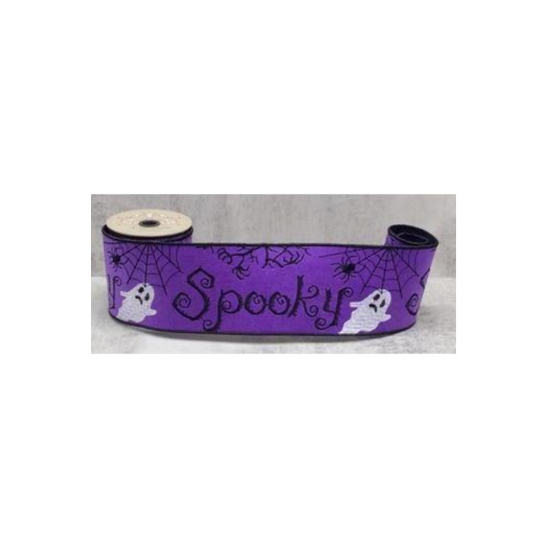 4″ Spooky Ghost Spider Felt Ribbon: Purple (5 Yards)