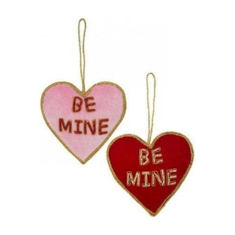 4″ Velvet Embroidered Hearts: Be Mine (2 Asst)
