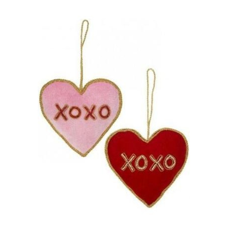 4″ Velvet Embroidered Hearts: XOXO (2 Asst)