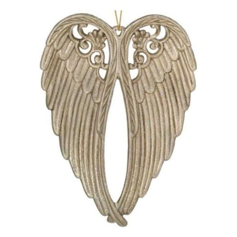 5.5″ Angel Wing Ornament: Champagne Gold