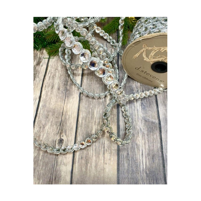 .5″ Crown Jewel Garland Ribbon: Crystal (10 Yards)