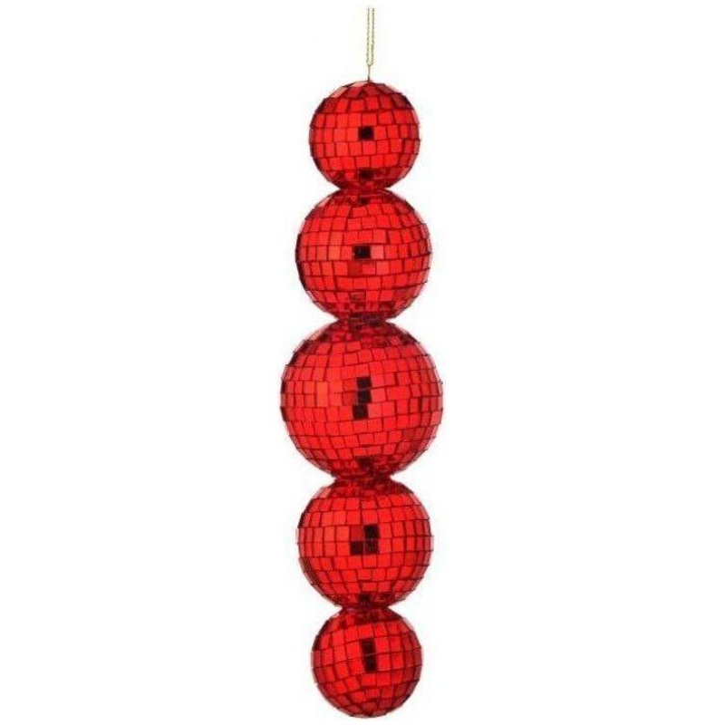 9″ Multi Mirror Ball Ornament: Red