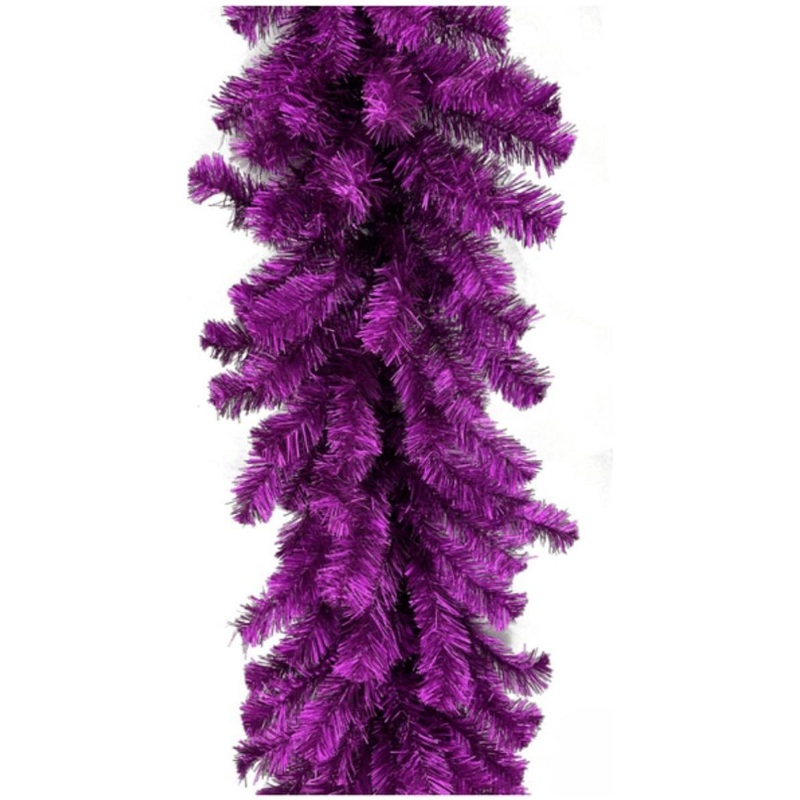9′ Purple Tinsel Garland, Unlit