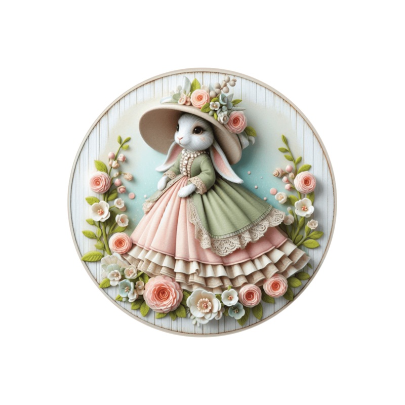 Victorian Easter Bunny Floral Sign