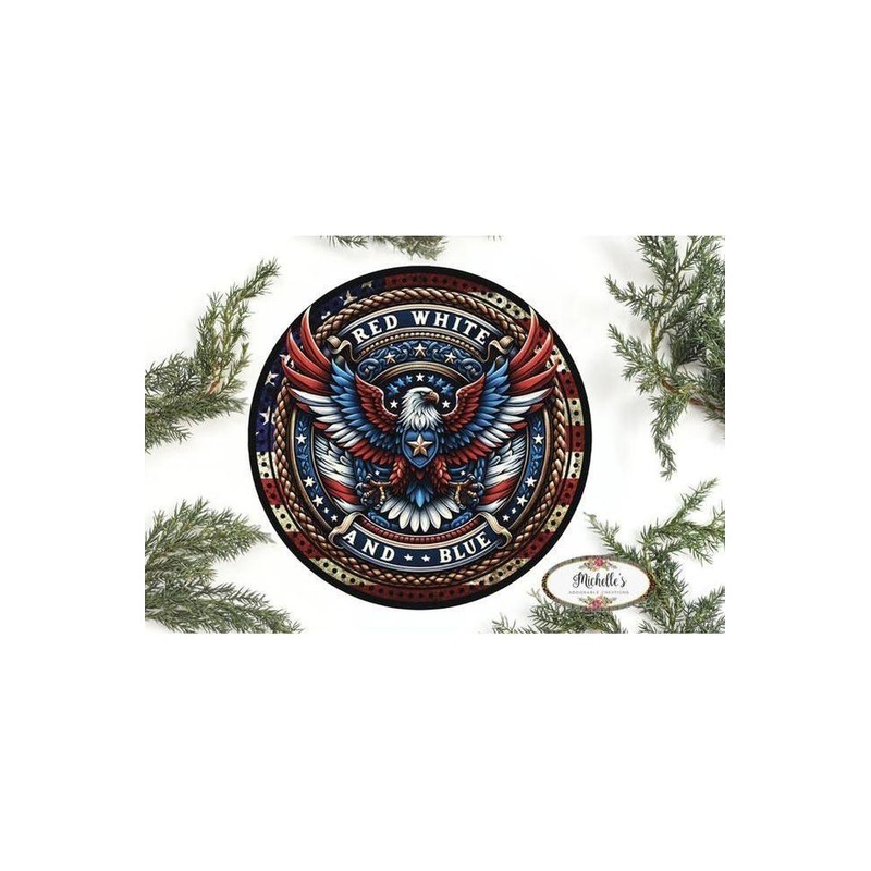 American Eagle Red White Blue Round Sign
